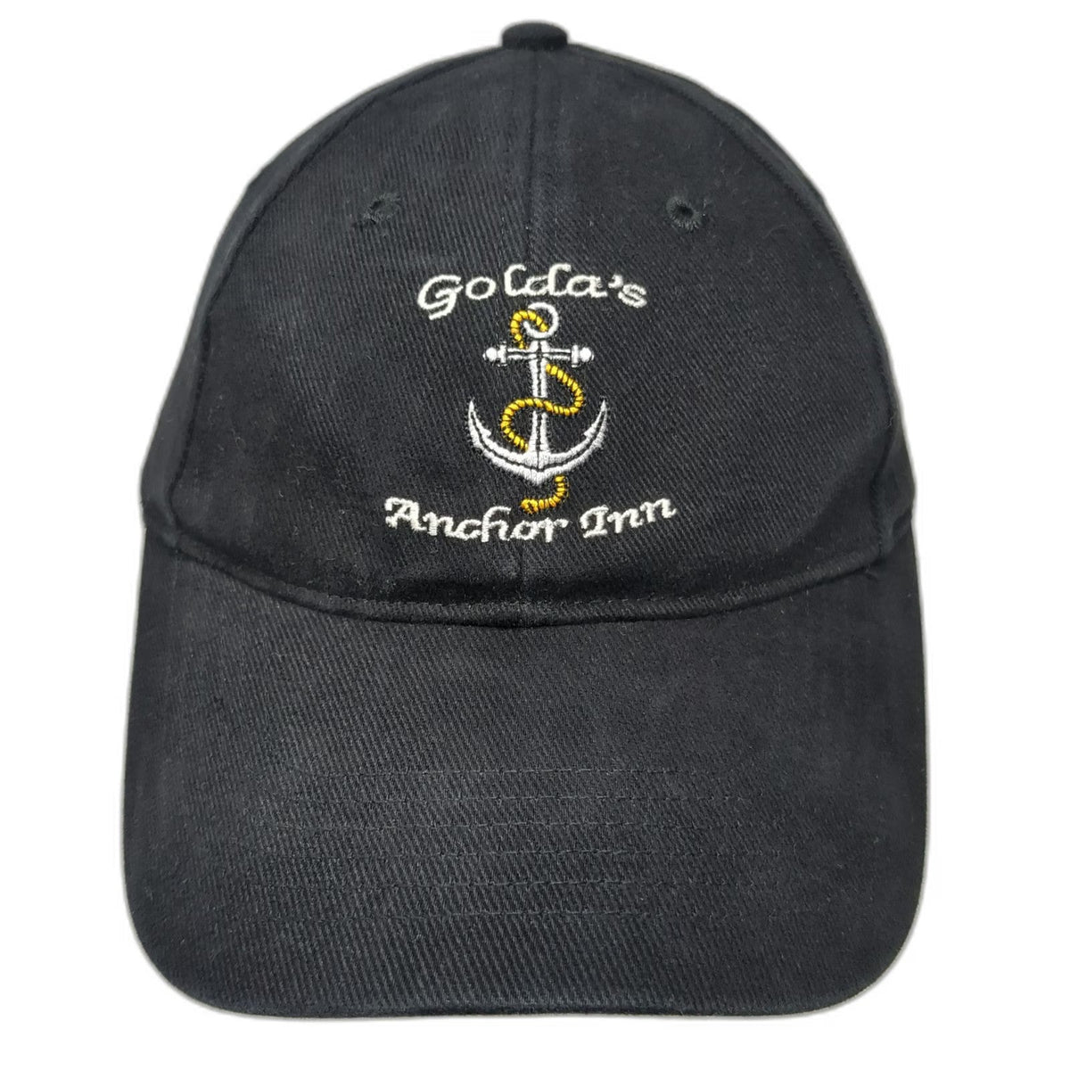 Anvil Baseball Cap Black One Size Anchor Inn Embroidered Logo Slideback Hat
