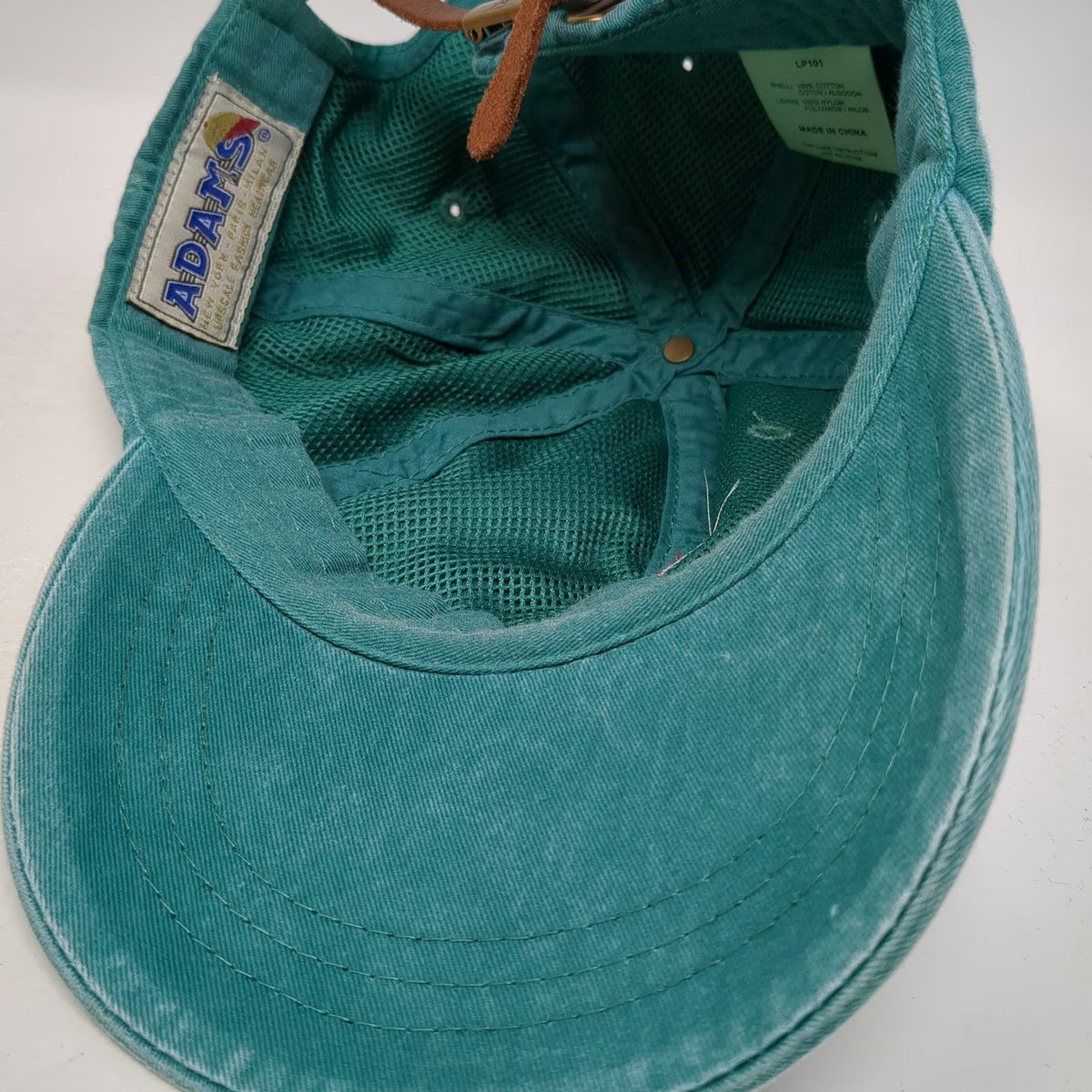 Adams Baseball Cap Blue One Size Ball Logo Leather Slideback Hat Cotton Twill
