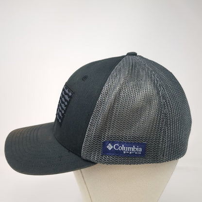 Columbia Baseball Cap Gray XL PFG Fishing Gear American Flag Mesh Back Hat