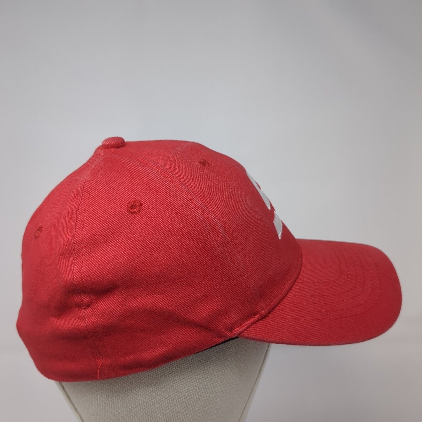 Snap-on Fitted Hat Red One Size Embroidered Logo 6 Panel K-Products