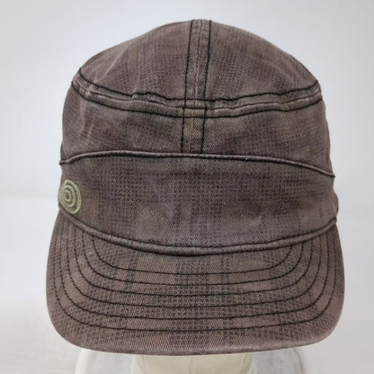 Life is Good Brown Army Cap Hat One Size Stretch Fit Spiral Logo Embroidered