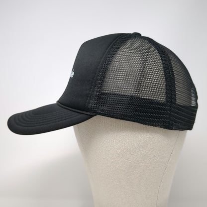 Trucker Hat Black One Size Snapback Mesh 5 Panel Rope Logo Graphic