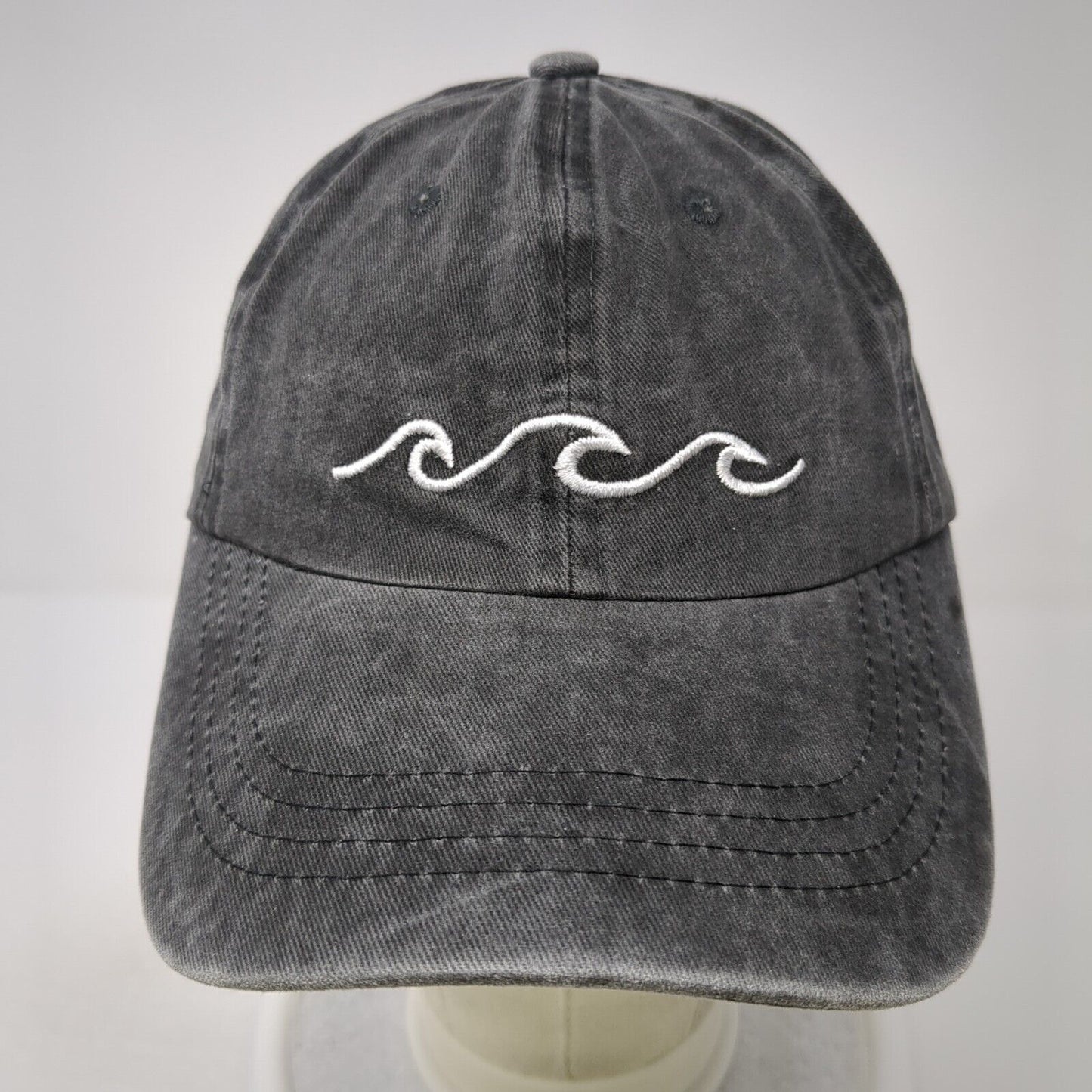 Ocean Wave Slideback Hat Gray One Size Adjustable Embroidered Star Beachside