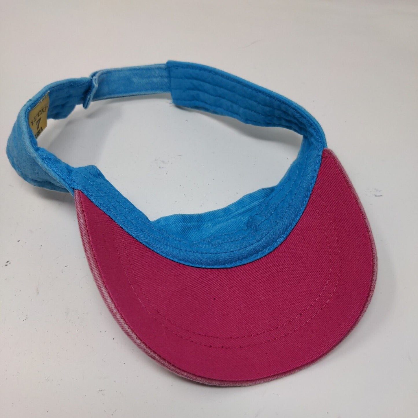 Lucky 7 Women's Strapback Hat Blue Pink Embroidered Cocoa Beach Florida Logo