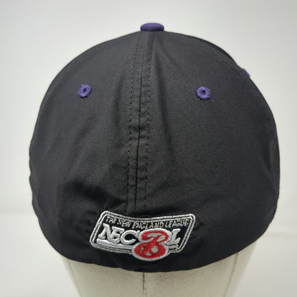 Zephyr Baseball Cap Black Purple L Keene Swamp Bats NECBL Stretch Fit Mascot Hat
