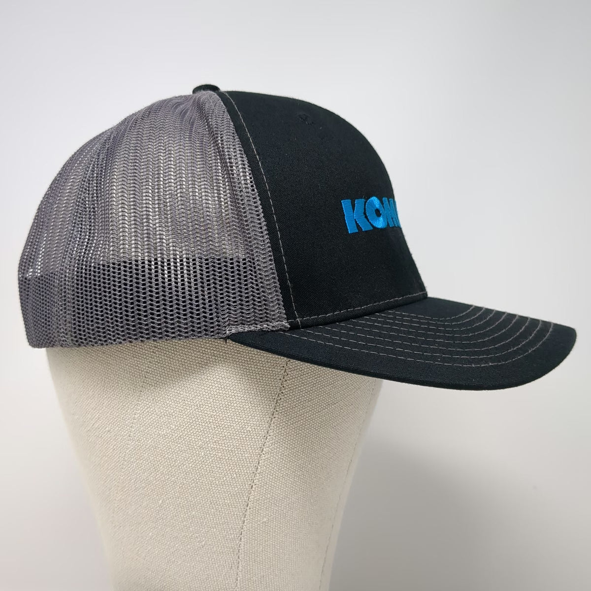 Richardson 112 Trucker Hat Black One Size Komatsu Blue Logo Mesh Back Snapback