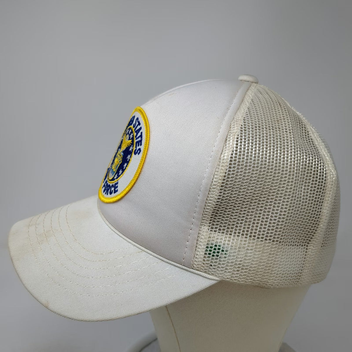 United States Air Force USAF Patch White Trucker Hat One Size Mesh Foam Snapback