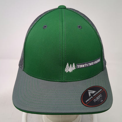 Pacific Headwear Baseball Cap Green Gray 7 3/8 Mesh Flexfit Timmy's Tree Service