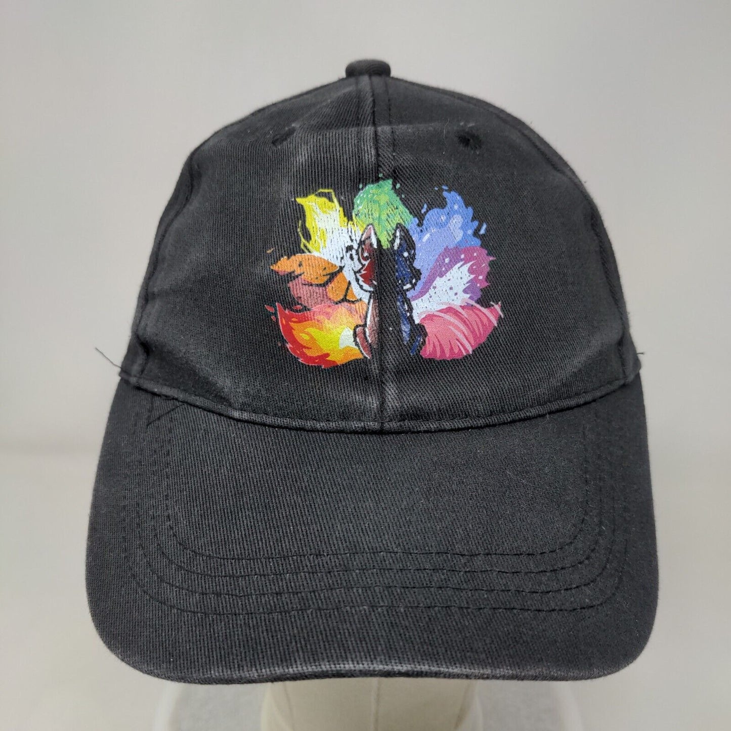 Fox Slideback Hat Black One Size Adjustable Vent Holes 6 Panel
