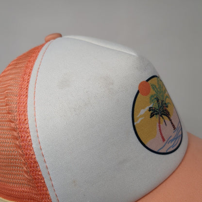 Tropical Palm Tree Snapback Trucker Hat Multicolor One Size Mesh Back ROXY
