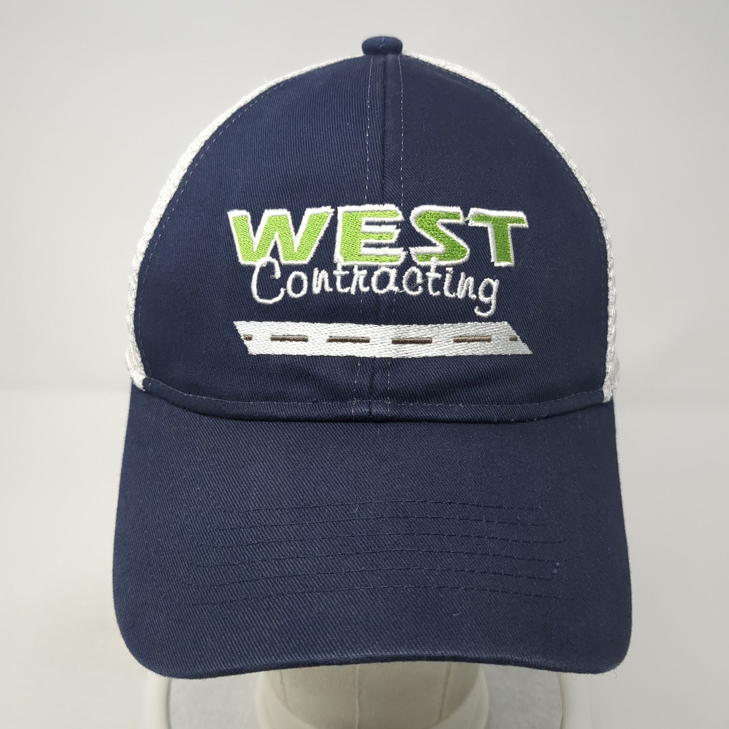 West Contracting Snapback Trucker Hat Blue OS Adjustable Mesh Back Cap America
