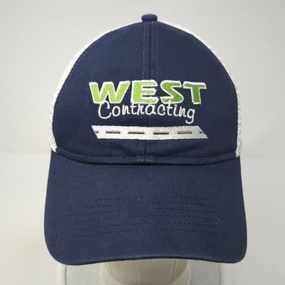 West Contracting Snapback Trucker Hat Blue OS Adjustable Mesh Back Cap America