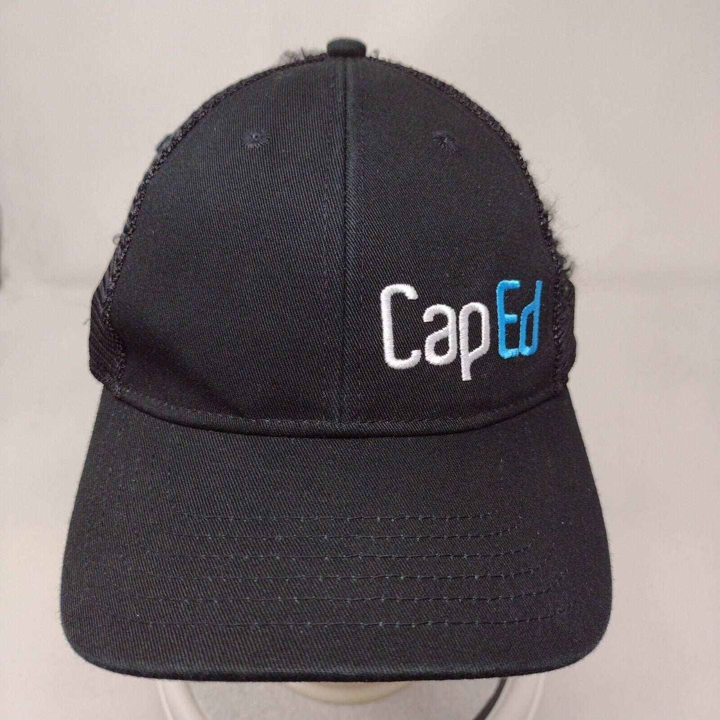 CapEd Fitted Mesh Back Trucker Hat Black L/XL Embroidered Solid