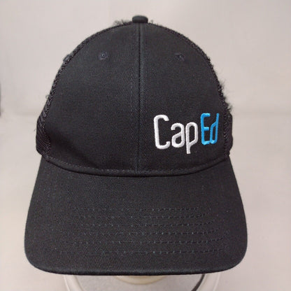 CapEd Fitted Mesh Back Trucker Hat Black L/XL Embroidered Solid