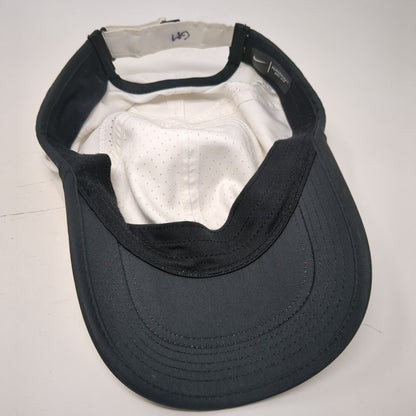 Nike Dri-Fit Strapback Hat White One Size Featherlight Black Trim