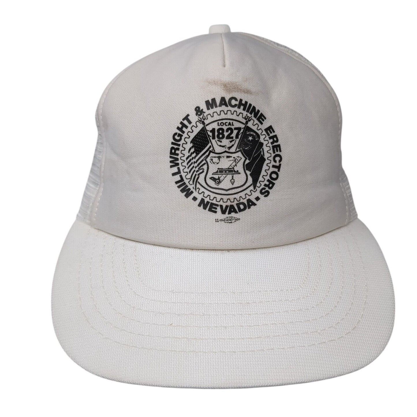 Mill Wright & Machine Erectors Nevada Snapback Trucker Hat White OS Adjustable