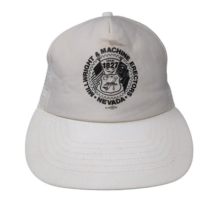 Mill Wright & Machine Erectors Nevada Snapback Trucker Hat White OS Adjustable
