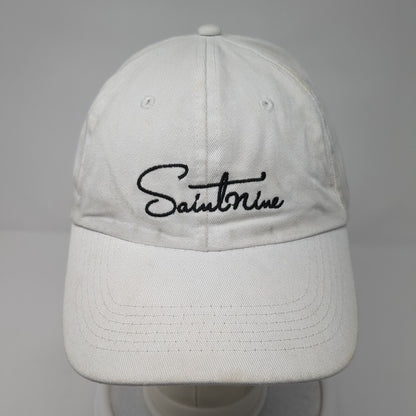 Saintnine Strapback Hat White One Size Adjustable Embroidered 6 Panel Cotton