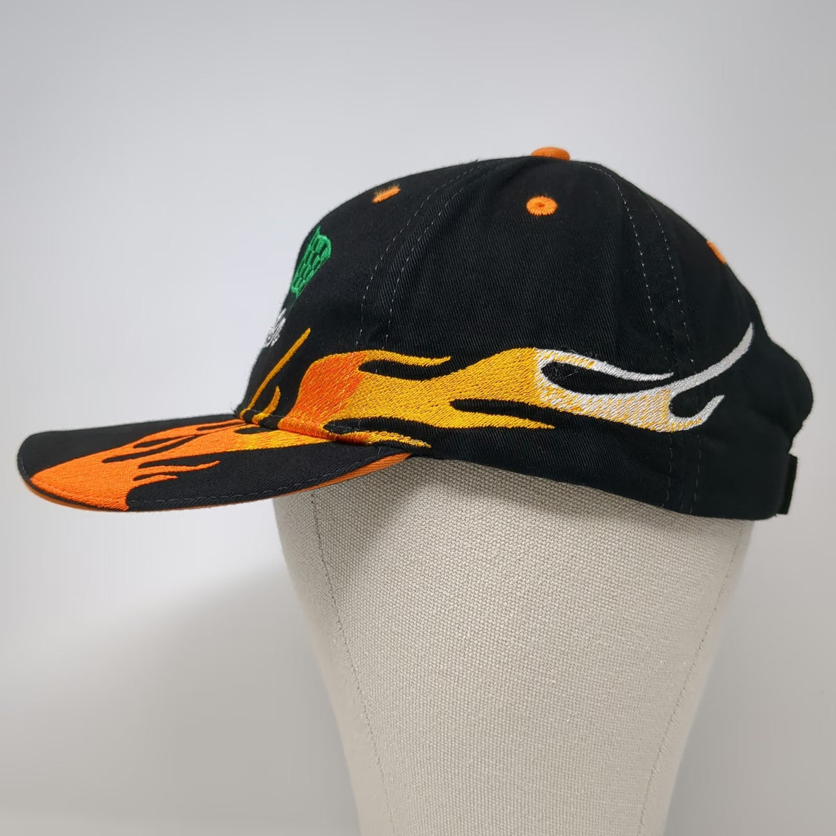 Otto Baseball Cap Black One Size Flame Embroidery Checkered Flags Racing Hat