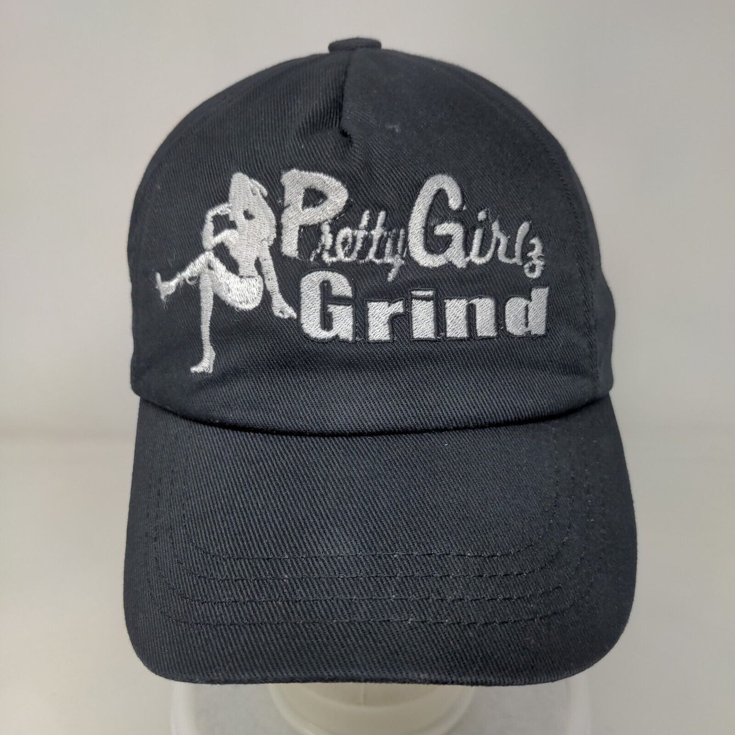 Pretty Girlz Grind Snapback Hat Black OS Adjustable Embroidered Vented Holes