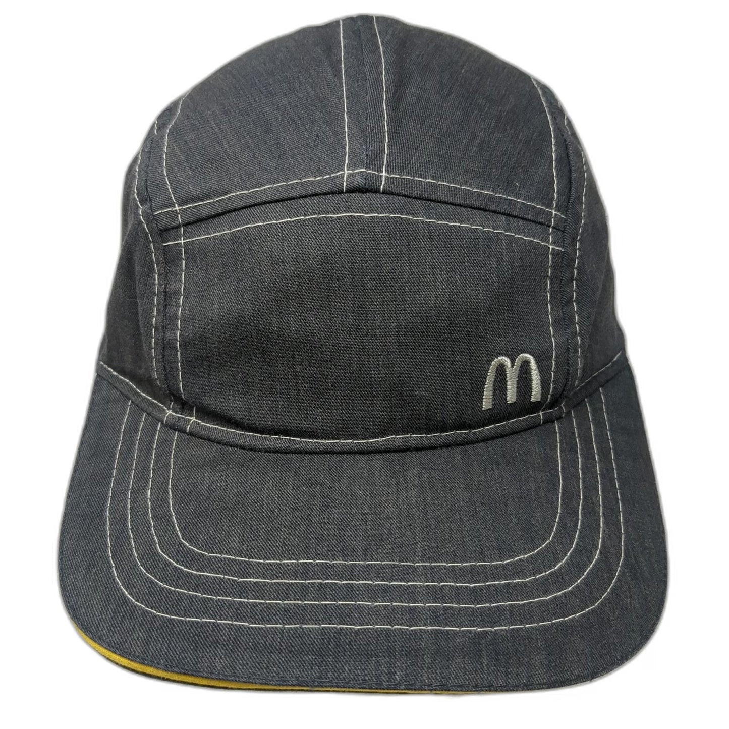 McDonald's 5 Panel Gray Hat One Size Contrast Stitching Yellow Underbrim Buckle
