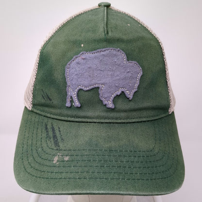 Mountain Khakis Trucker Hat Green One Size Bison Patch Mesh Snapback Wyoming