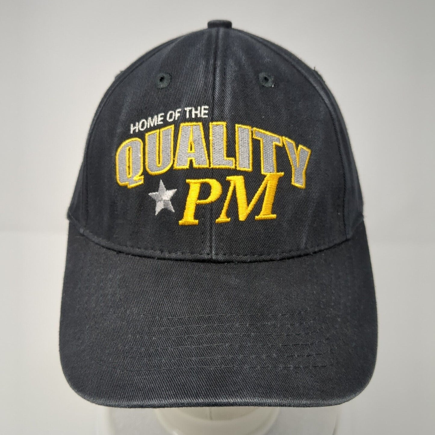 Home Of The Quality PM Strapback Hat Black One Size 6 Panel Cap America