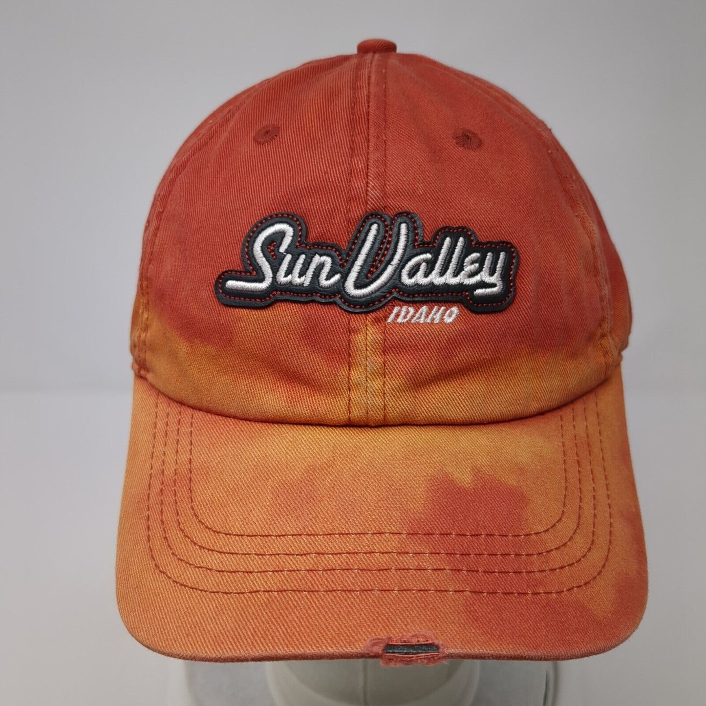 Sun Valley Idaho Strapback Hat Red OS Adjustable Extreme Fit Distressed Ahead