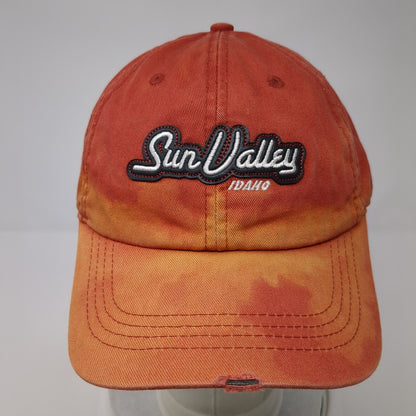 Sun Valley Idaho Strapback Hat Red OS Adjustable Extreme Fit Distressed Ahead