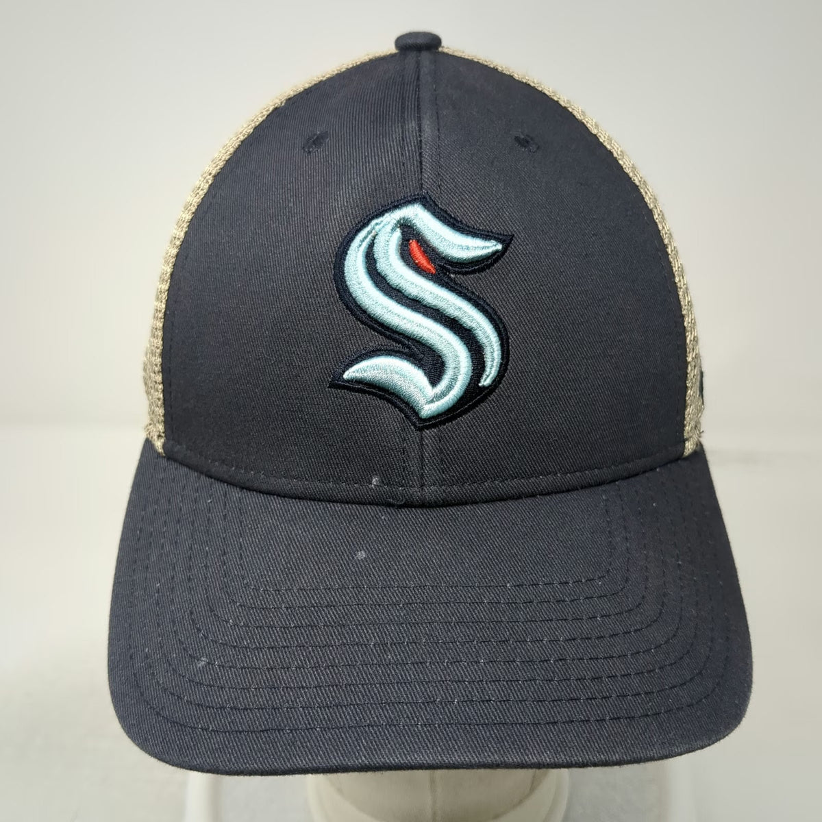 Seattle Kraken NHL '47 Trucker Hat Blue Beige One Size Snapback Mesh Logo Crown