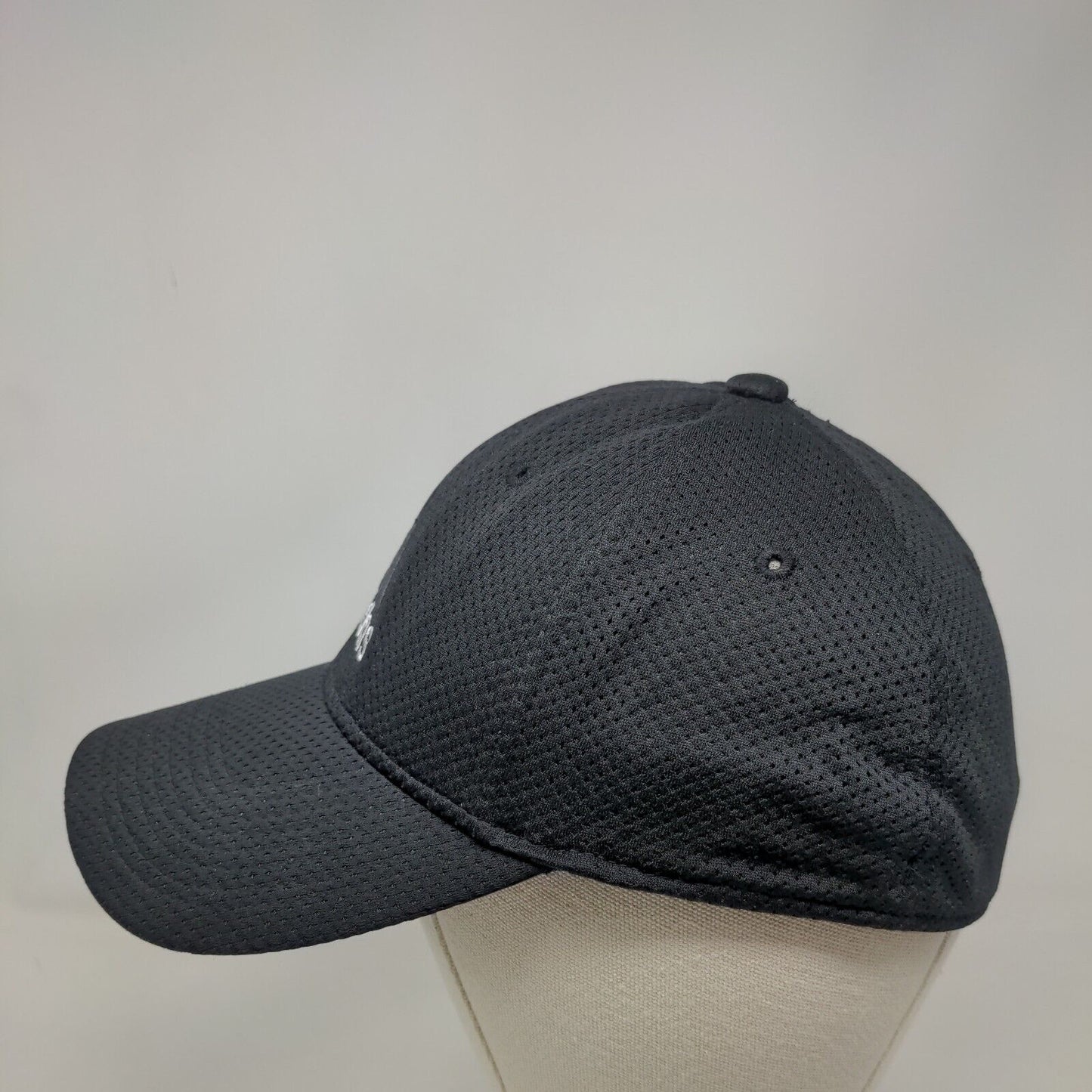 Adidas 3 Stripes Fitted Mesh Back Hat Black One Size Embroidered