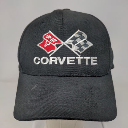 Corvette Strapback Hat Black One Size Adjustable Embroidered Hot Rods Plus