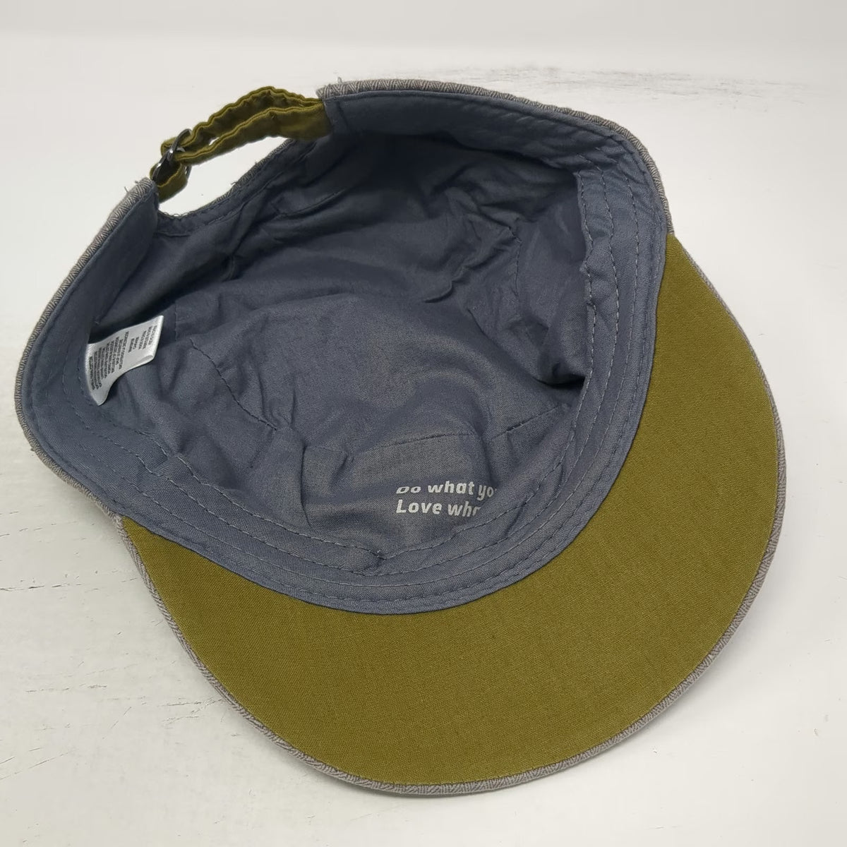 PrAna Army Cap Gray OSFM Herringbone Cotton Adjustable Contrast Underbrim Hat