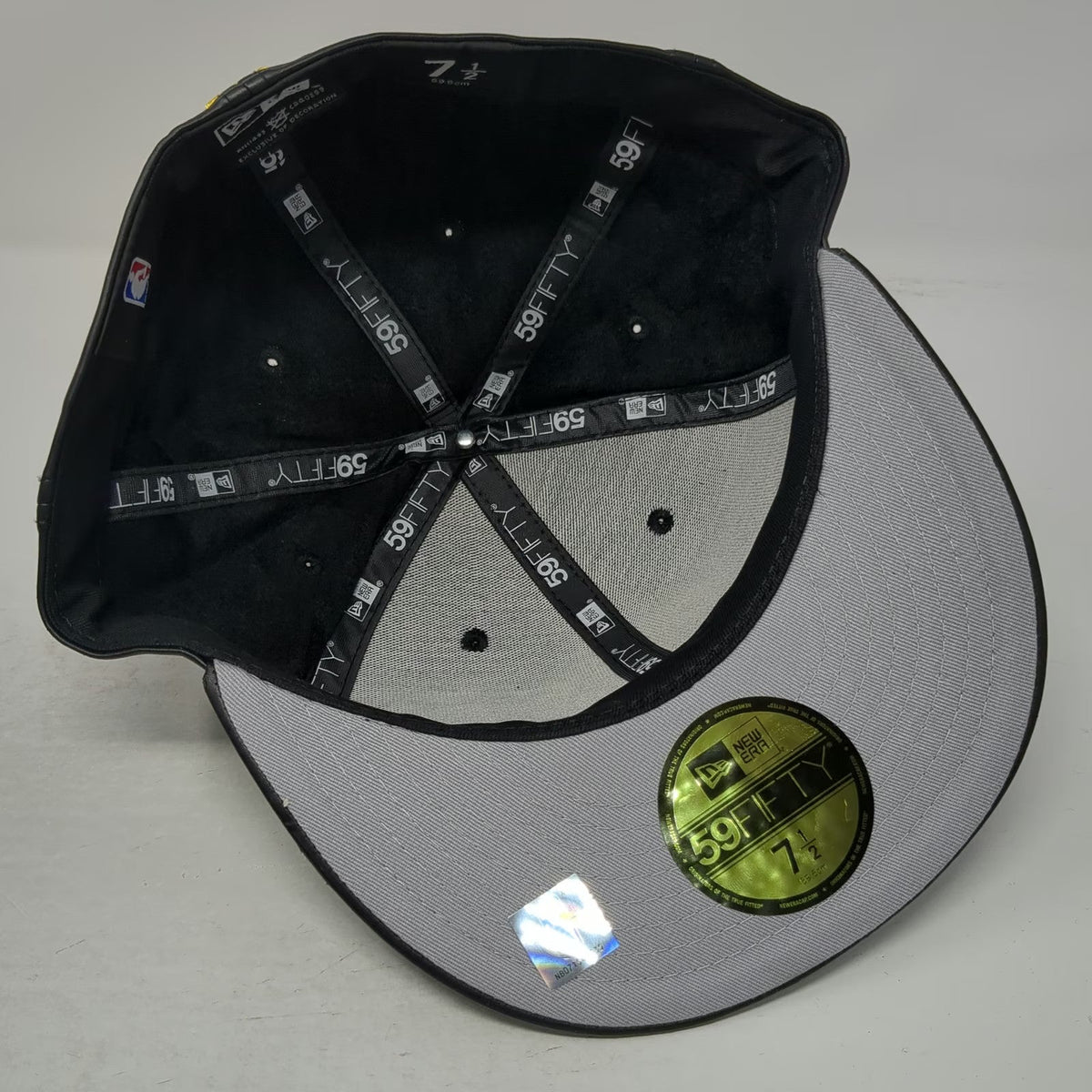 New Era NBA Golden State Warriors Black 7 1/2 Hat Fitted Vegan Leather 59FIFTY