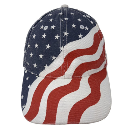 American Flag Patriotic Strapback Hat Multicolor One Size Adjustable