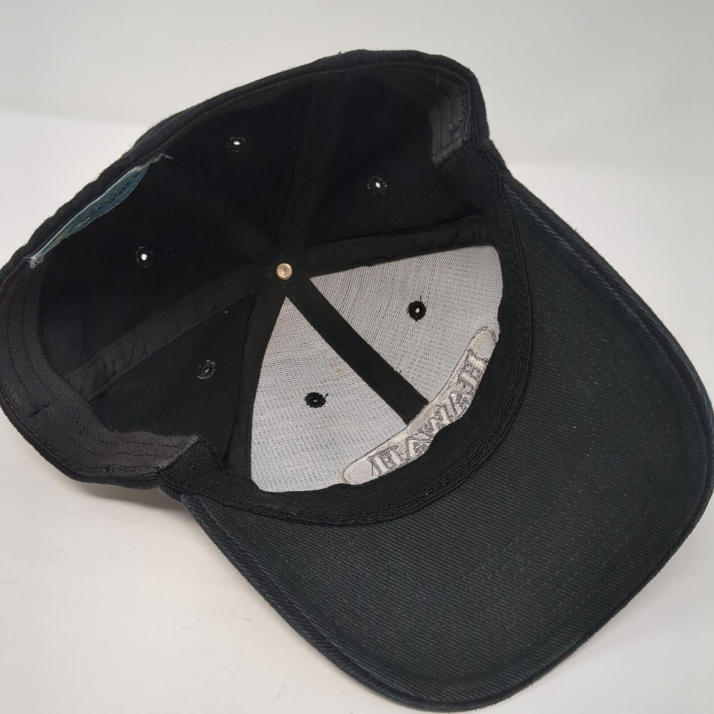 Hawaii Fitted Hat Black One Size Embroidered Solid Vent Holes Hawaiian