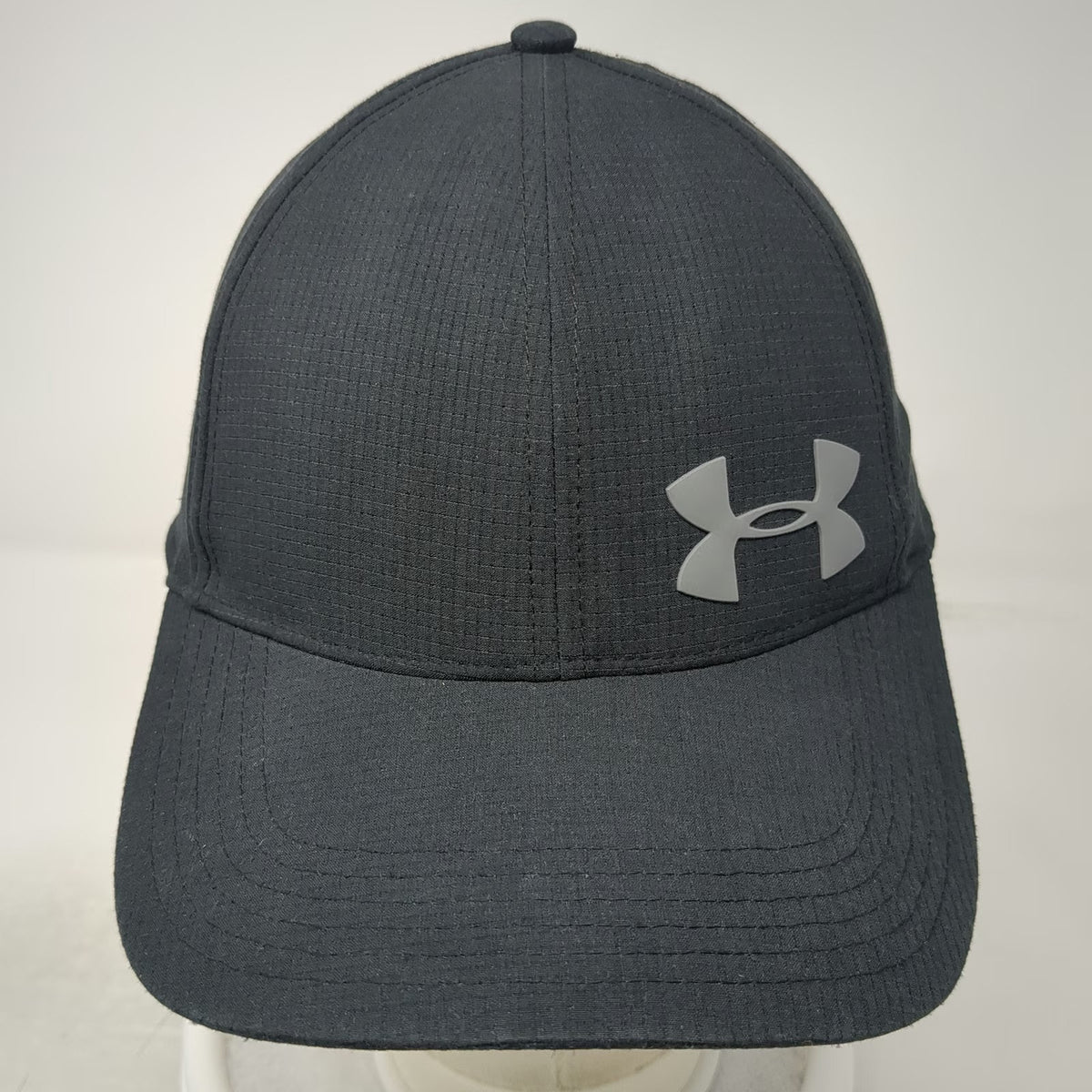 Under Armour Baseball Cap Black XL Stretch Fit Grid Logo Performance Sport Hat