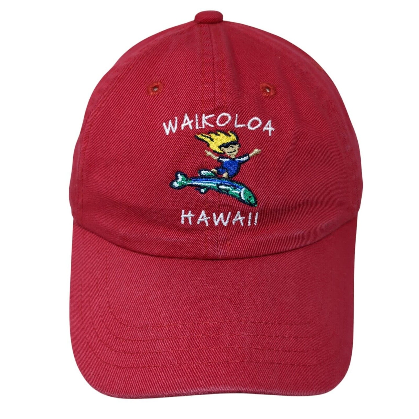 Waikola Hawaii Strapback Hat Red One Size Adjustable Embroidered Ouray Cotton