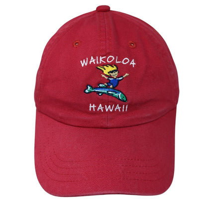 Waikola Hawaii Strapback Hat Red One Size Adjustable Embroidered Ouray Cotton