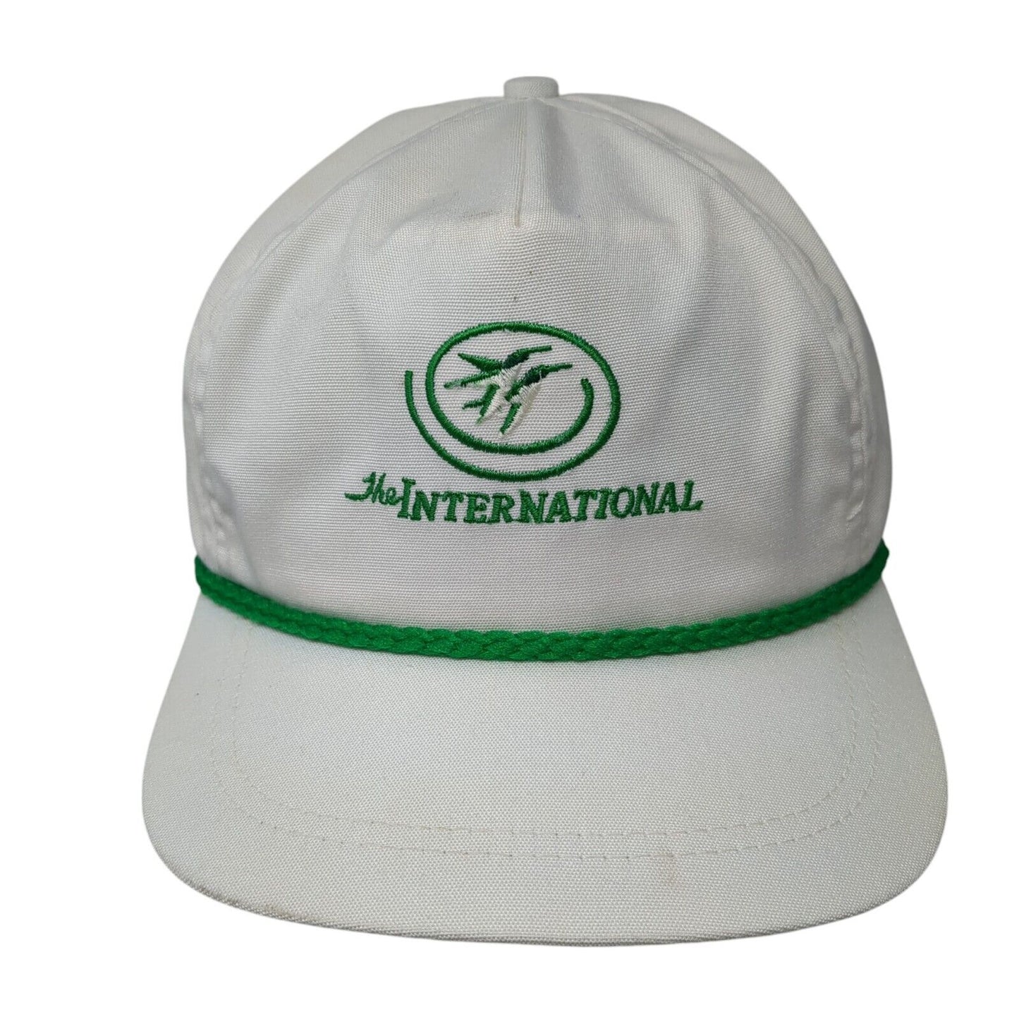 The International Slideback Hat White OS Adjustable Embroidered Rope Imperial