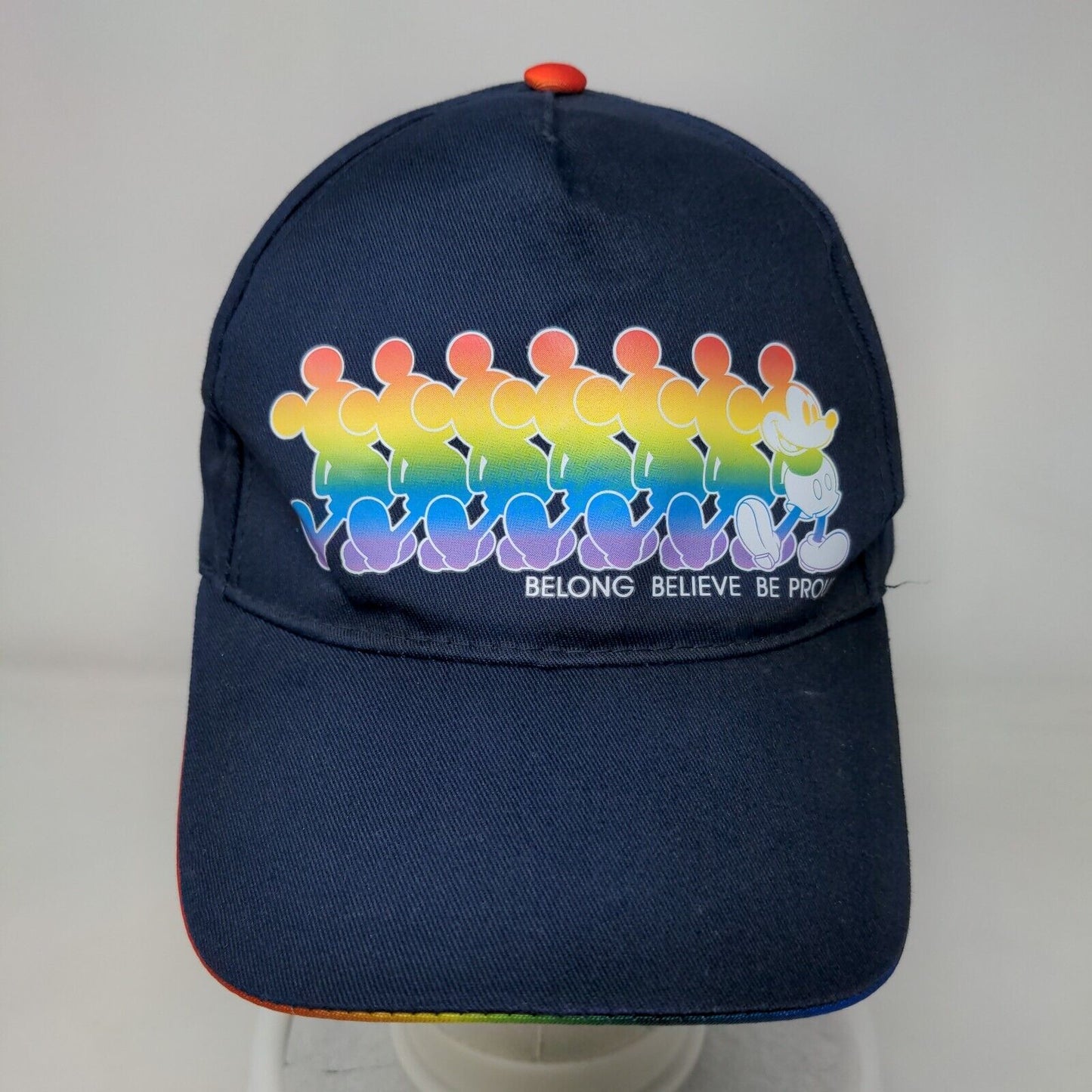 Mickey Mouse Snapback Hat Blue OSFM Belong Believe Be Proud Disney Pride
