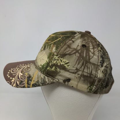 Team Realtree Women's Slideback Hat Brown Camo OSFA Embroidered Logo