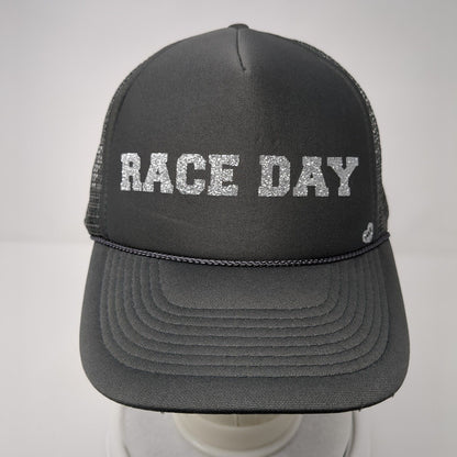Race Day Snapback Trucker Hat Gray One Size Adjustable Mesh Back 6 Panel Otto