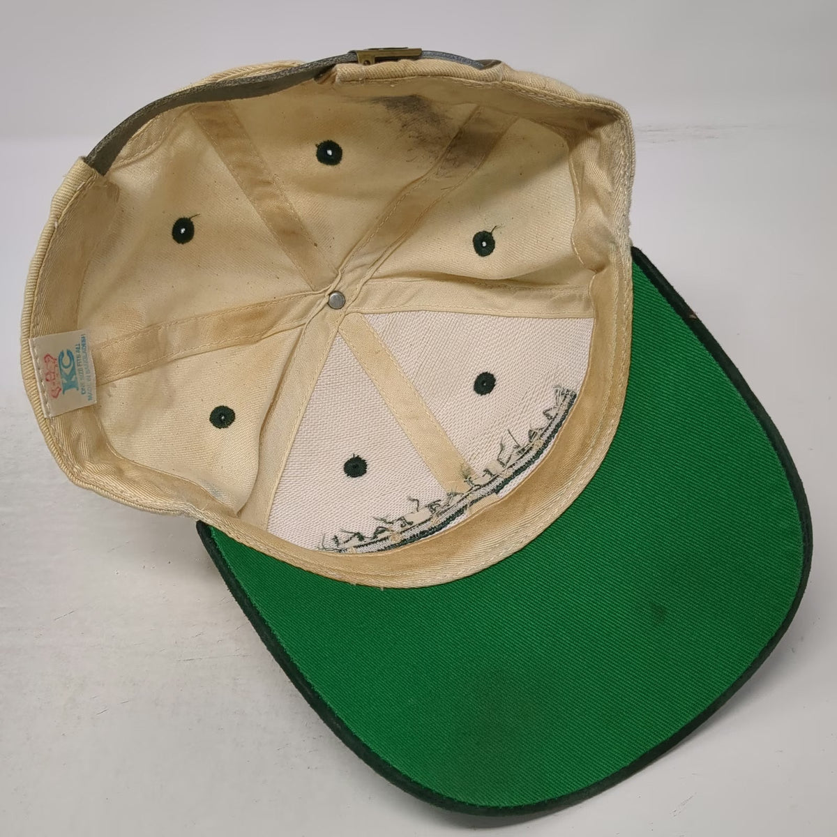 KC Baseball Cap Beige Green One Size Manhattan College Suede Bill Slideback Hat