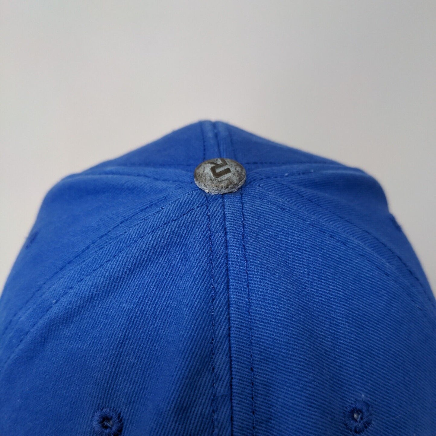 Roiko Slideback Hat Blue One Size Adjustable Emblem Vented Holes 6 Panel
