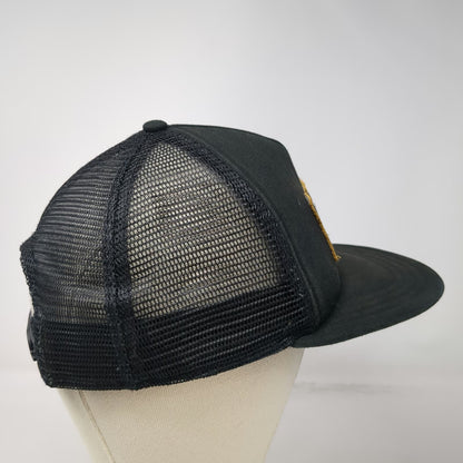 Vans Trucker Hat Black One Size Mesh Back Front Logo Patch Snapback Flat Brim