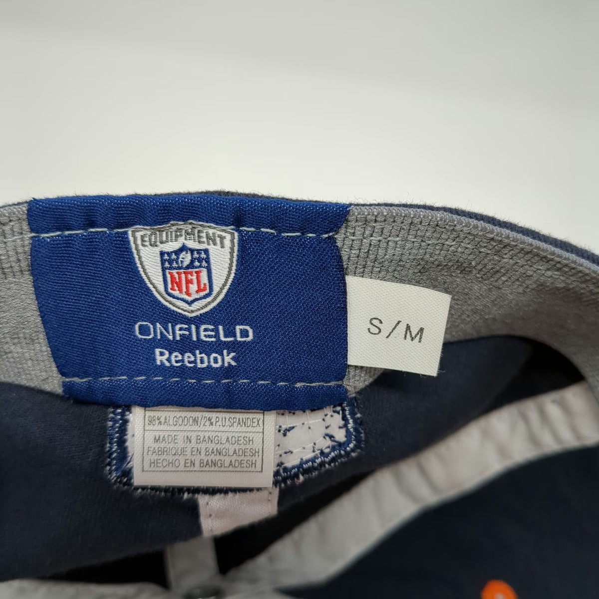 Denver Broncos NFL Reebok Hat Cap White Blue Orange Gray M Flexfit Curved Brim
