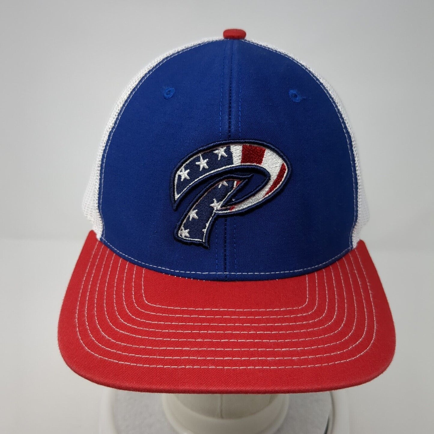 P American Flag Snapback Trucker Hat Multicolor One Size Mesh Back