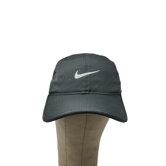 Nike Dri Fit Featherlight Strapback Hat Gray White Swoosh OSFM