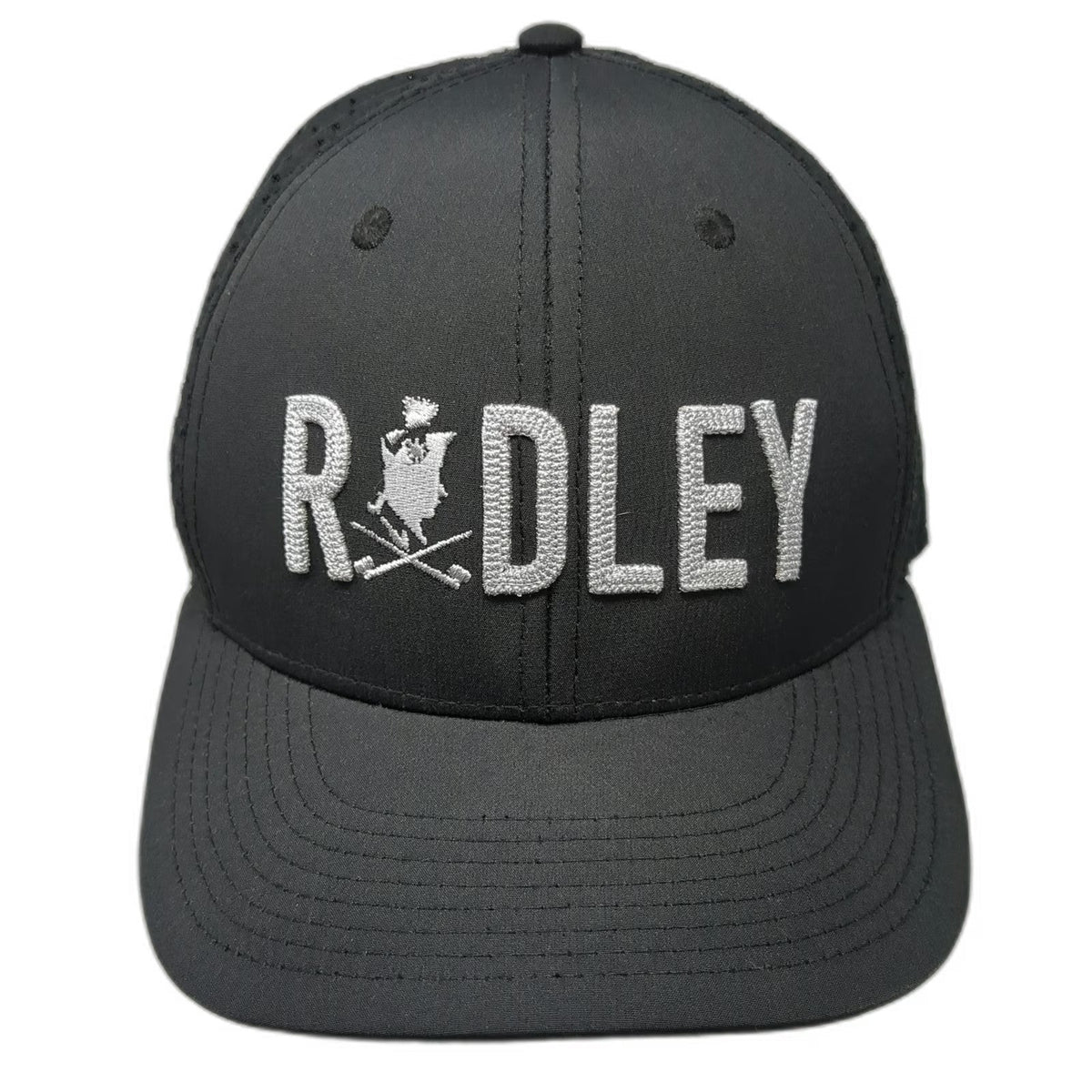 Pukka Trucker Hat Black One Size Perforated Mesh Snapback Radley Golf Chef Logo